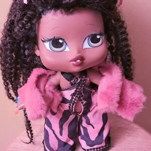 Chic Doll with Pink Fur and Zebra Pants